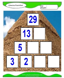 Çıkarma Pramidi Çalışma Sayfaları